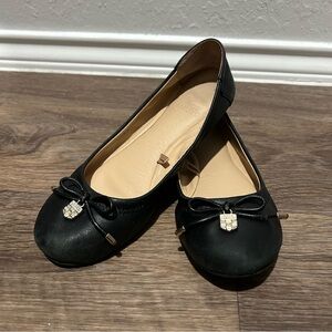W Vince Camuto Eryn Black Leather Ballerina Flats Size 6 |F30